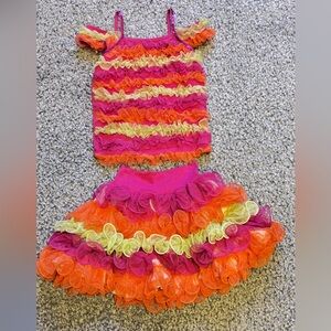 Vibrant Kids Matching Set with Ruffle Details